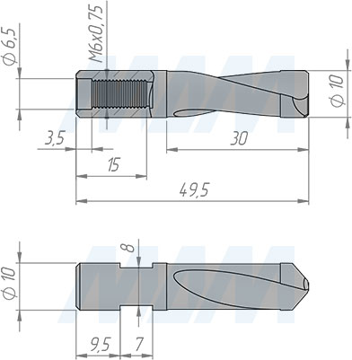 Размеры пазовой фрезы DOMINO D  10-NL 28 HW-DF 500 (артикул F160.100.R)