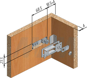 Установка поворотного замка с кодом для 1-ой двери на деревянный фасад до 18 мм (артикул DL-102), схема 2
