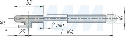 Размеры лифта KRABY фрикционного открывания, длина 164 мм (артикул 1019 0026)