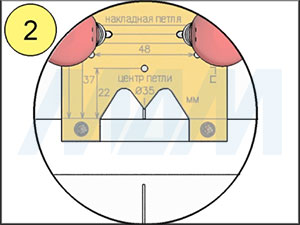 Использование мебельного шаблона для петель (артикул Sh 3), рисунок 2