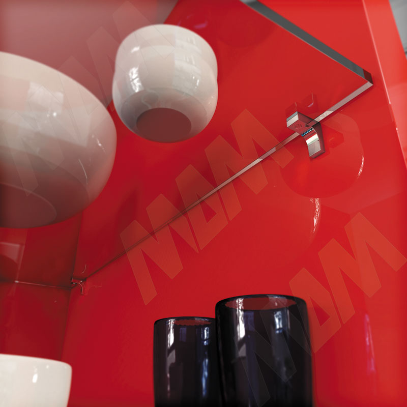 K-LINE Полкодержатель с дополнительным упором для стеклянных полок без фиксации, никель (1 02080 30 YA SET) Italiana Ferramenta (Италия) - фото 2