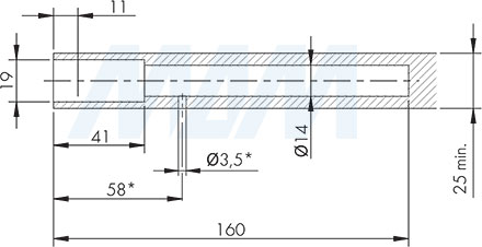 Установка скрытого менсолодержателя TRIADE PRO MINI с кронштейном для деревянных полок толщиной от 25 мм (артикул 1623001000 и 7020 798), схема 3