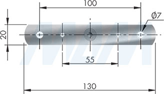 Размеры кронштейна для установки скрытого менсолодержателя TRIADE PRO MINI для деревянных полок толщиной от 25 мм (артикул 7020 790 и 1623002000), чертеж 2