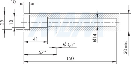 Установка скрытого менсолодержателя TRIADE PRO MINI с кронштейном для деревянных полок толщиной от 25 мм (артикул 1623002000 и 7020 790), схема 3