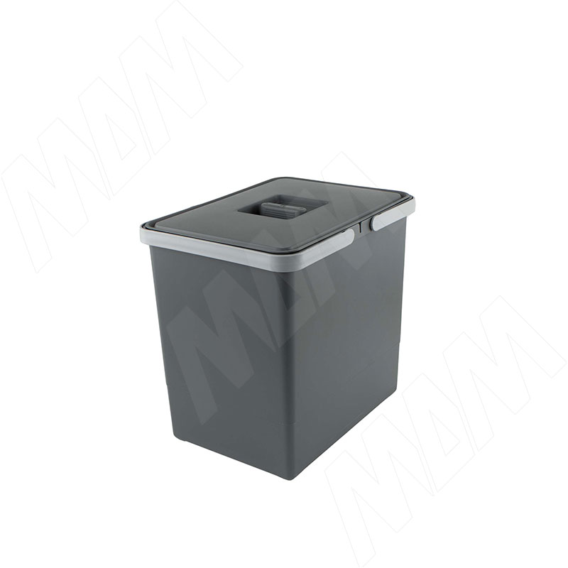 EASY Ведро для мусора подвесное 15л с крышкой, с крепежом, цвет серый базальт RAL7012 (PBDSPSG28C97) Elletipi (Италия)