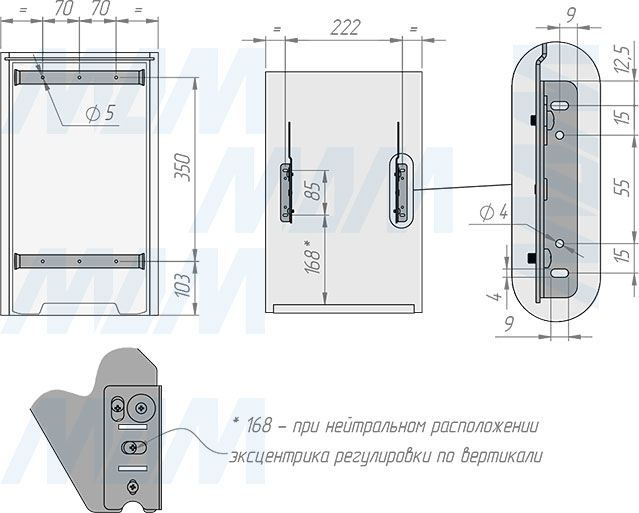 Установка встраиваемой выдвижной корзины EASYBOX F30 для мусора с выдвижным фасадом шириной 300 мм с ведром 25 л (артикул EMB301-25DG), схема 1