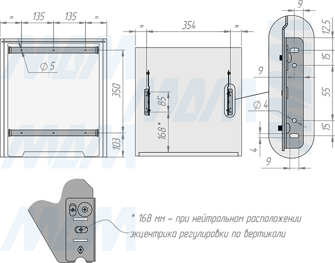 Установка встраиваемой выдвижной корзины EASYBOX F45 для мусора с выдвижным фасадом шириной 450 мм с 2 ведрами 25 л (артикул EMB452-50DG), схема 1