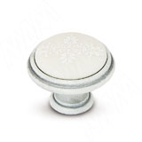 Ручка-кнопка D35мм белый/серебро винтаж, керамика белые узоры