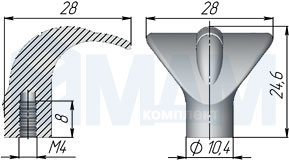 Размеры ручки-кнопки (артикул A-295)