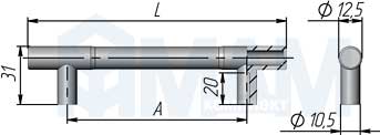 Размеры рейлинговой ручки (артикул RE.C15)