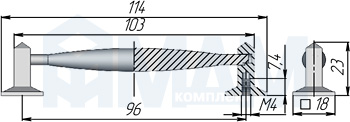 Размеры ручки-скобы с межцентровым расстоянием 96 мм (артикул UR03)