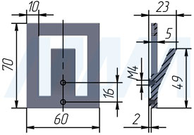 Размеры однорожкового крючка SPIRO (артикул WK15)