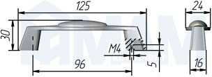 Размеры ручки-скоб с межцентровым расстояниемы 96 мм (артикул WMN.730.096)