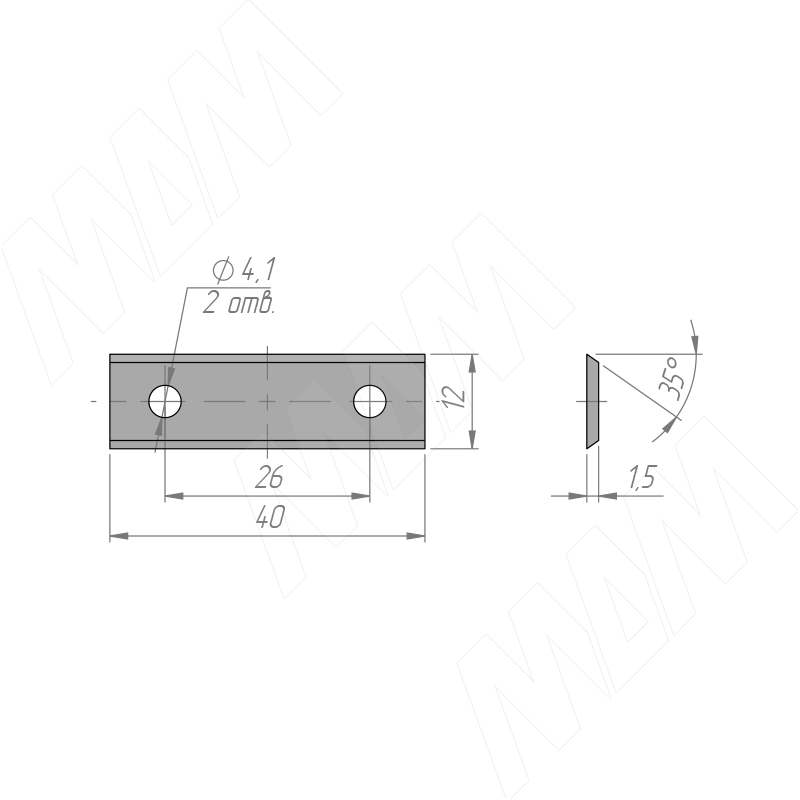 Сменная твердосплавная пластина 40x12x1,5 Т04F 2-х сторонние (комплект 10 шт) (012014) Tigra (Германия) - фото 3