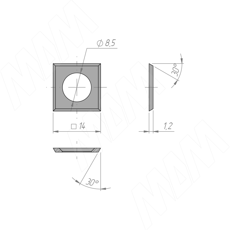 Сменная твердосплавная пластина 14х14х1,2 T07MF-CR (комплект 10 шт) (013295) Tigra (Германия) - фото 3