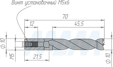 Размеры D=10мм, L=70мм, RH (артикул 5010870)