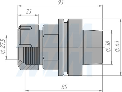 Размеры патрона HSK63F-ER32 (артикул CH-HSK63F-ER32)