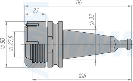 Размеры патрона ISO30-ER32 (артикул CH-ISO30-ER32)