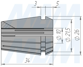 Размеры цанги ER25 10 мм (артикул COL-ER25-D10)