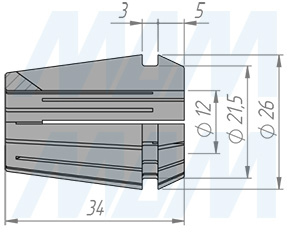 Размеры цанги ER25 12 мм (артикул COL-ER25-D12)