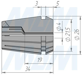 Размеры цанги ER25 4 мм (артикул COL-ER25-D4)