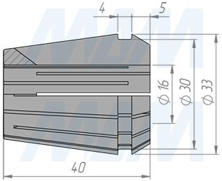 Размеры цанги ER32 16 мм (артикул COL-ER32-D16)