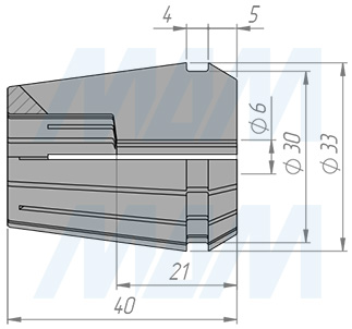 Размеры цанги ER32 6 мм (артикул COL-ER32-D6)