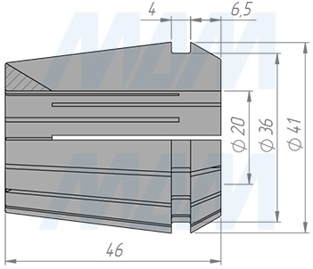 Размеры цанги ER40 20 мм (артикул COL-ER40-D20)