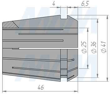 Размеры цанги ER40 25 мм (артикул COL-ER40-D25)