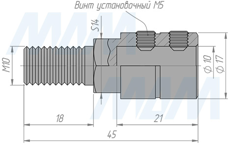 Размеры патрона быстросменного для станков Weeke M10/11 (артикул QCC_M10/11_L)