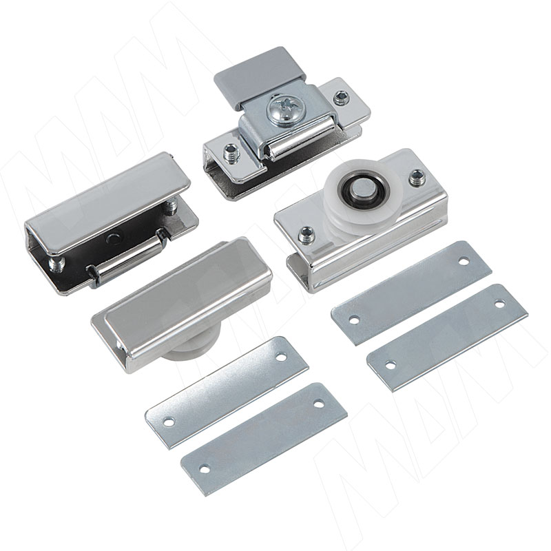 ikm40ay комплект роликов для 1 двери 40 кг 2 верхних 2 нижних 2 стопора ikm40ay MiniCabinet Комплект роликов для 1 стеклянной двери, 15 кг (2 верхних, 2 нижних) (MINI15G)