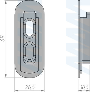 Размеры углового соединение SLIM с креплением к стене/потолку (артикул SL3524N), чертеж 3