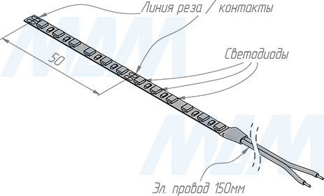 Монтаж и резка светодиодной ленты LUX SLIM 2835/120, 12V, основание 5 мм, CRI 90, IP20, 7W/1м (артикул LS24-2835WW20-7-SL, LS24-2835NW20-7-SL, LS24-2835CW20-7-SL)