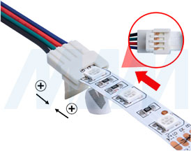 Установка коннектора SLIM для присоединения отрезка ленты RGB к блоку питания (артикул LSA-10R4-SL-SP), фото 2