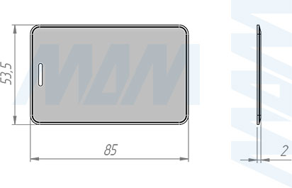 Размеры карты RFID, частота 125 кГц  (артикул SDCRF125)