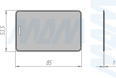 Размеры карты RFID, частота 13,56 МГц  (артикул SDCRF13)